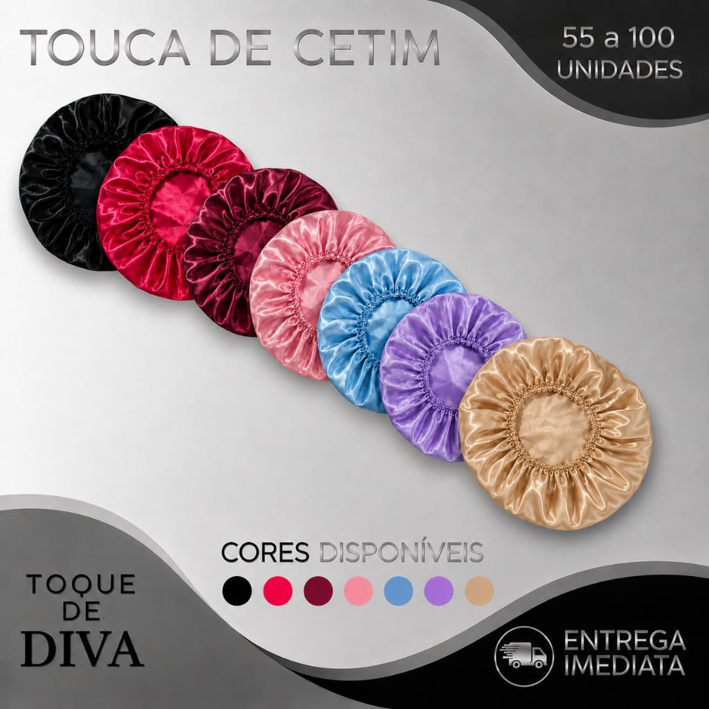 Kit 55 a 100 Touca De Cetim Antifrizz Noturna Dormir Day After Cabelo Cacheado Crespo Liso