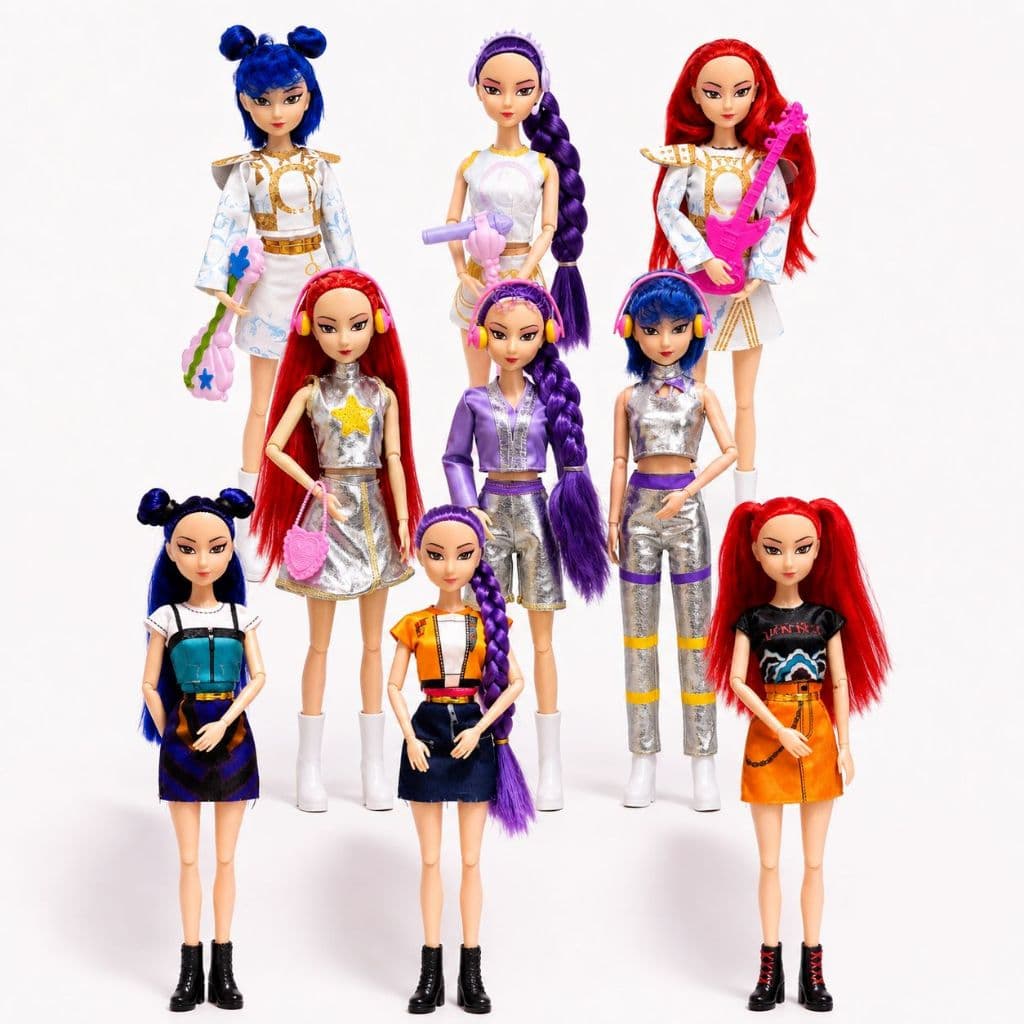 Boneca K-Pop Musical Articulada 30Cm Com Acessórios Guerreiras Do K-Pop Mira Rumi Zoey