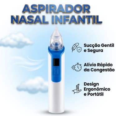 Aspirador Nasal Infantil Seguro Higiênico Bebês e Crianças Congestão Nasal Azul