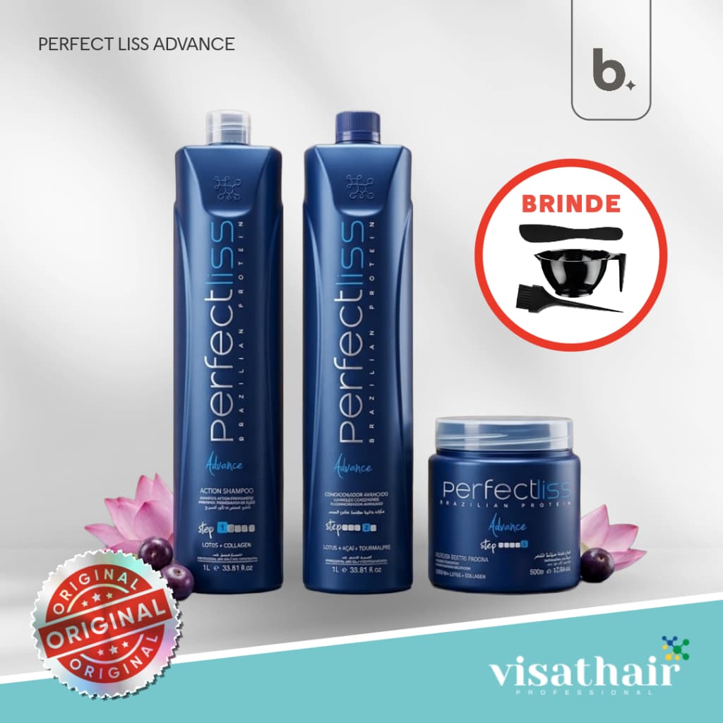 Escova Progressiva Sem Formol Perfectliss Advance Visat Hair 1L - Ativo (Passo 4) ou Kit Completo (Passo 1, 4 e 5)