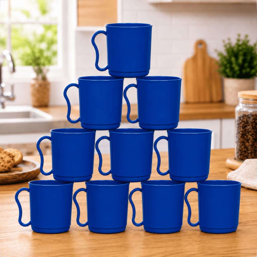Kit 10x Canecas Plásticas Premium 400ML Escola Creche Merenda Cantina Café Refeição Festas Eventos
