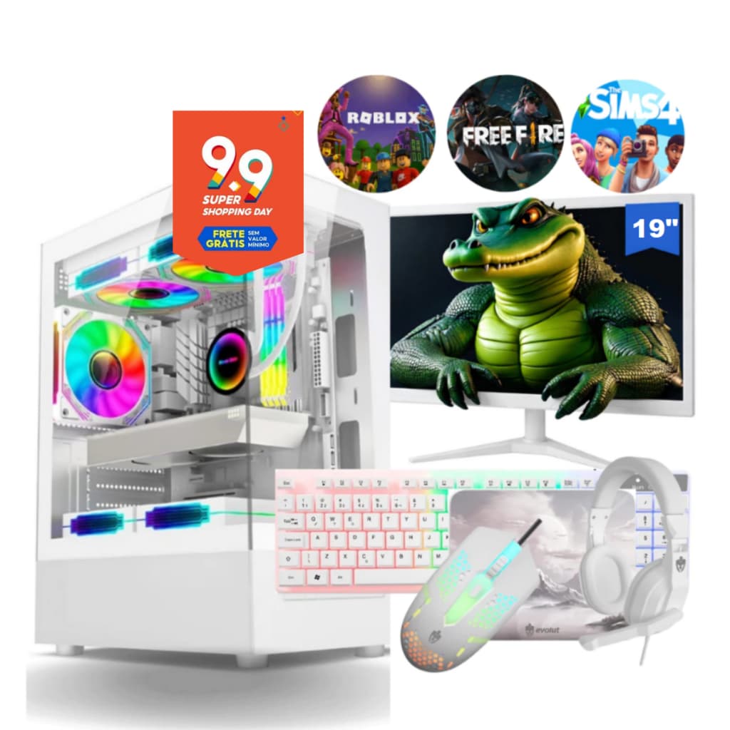 Computador Completo I5 Memoria Ram 16GB Monitor Mouse Teclado Fone de ouvido Branco