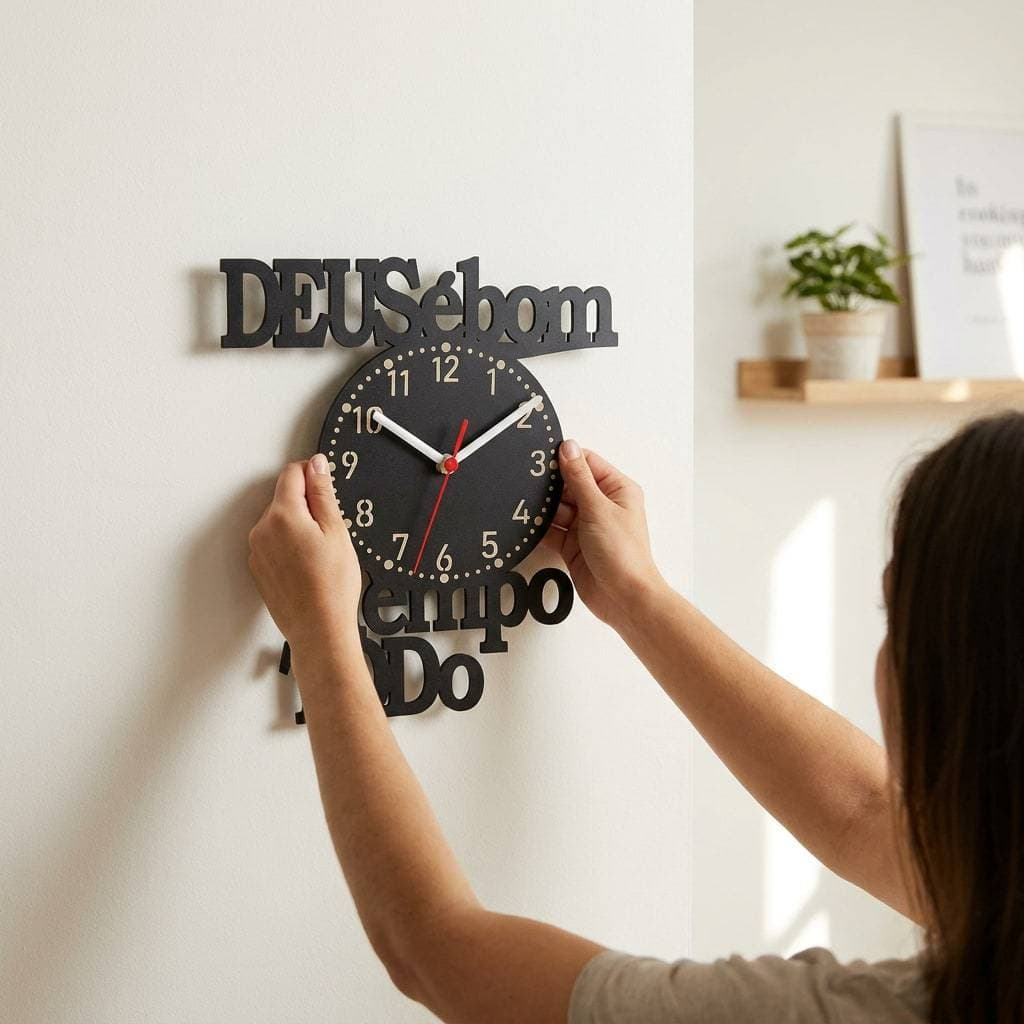 Relógio em MDF Decoração Deus é Bom o Tempo Todo Decorativo Sala Quarto Cozinha