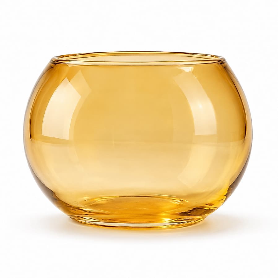 Vaso De Vidro Redondo Aquário Ambar 1,5L  Decoração  Arranjo Terrario Centro de mesa Elegante Premium