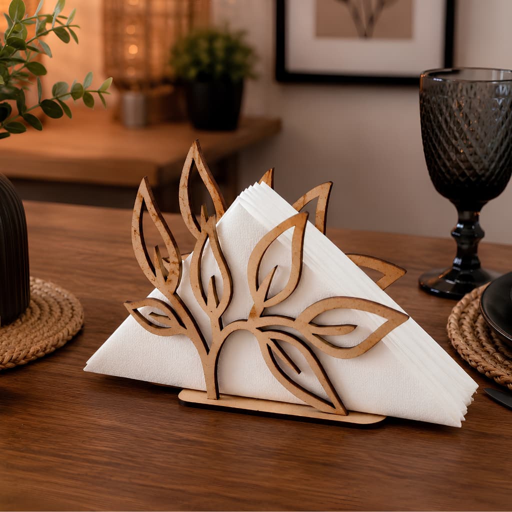 Kit Porta Guardanapo Floral para Decoração de Mesa Festa em Madeira MDF