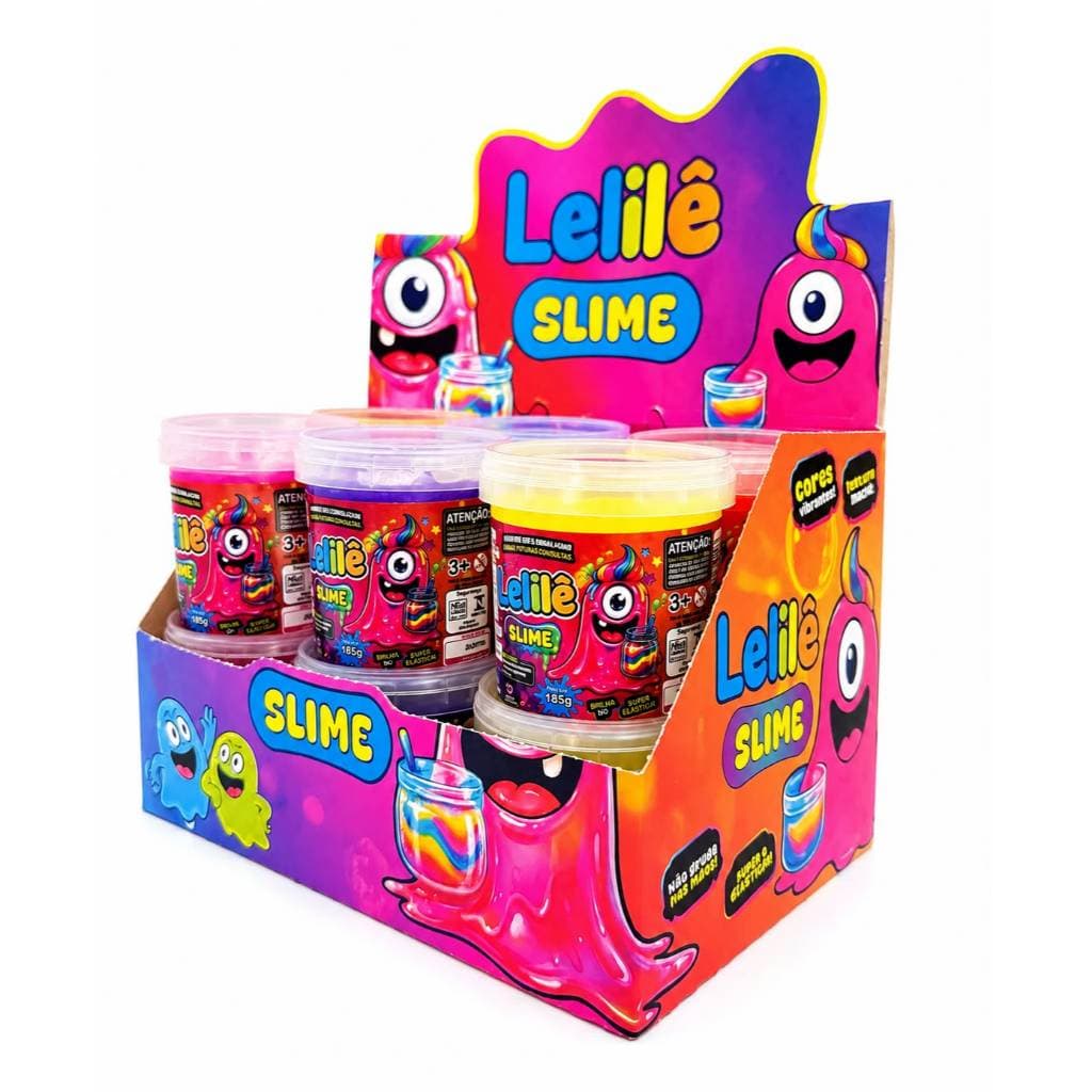 SLIME GLITTER 180G - 60 UNIDADES (5 CAIXAS) - MUITO BRILHO, FESTAS, DIVERSÃO