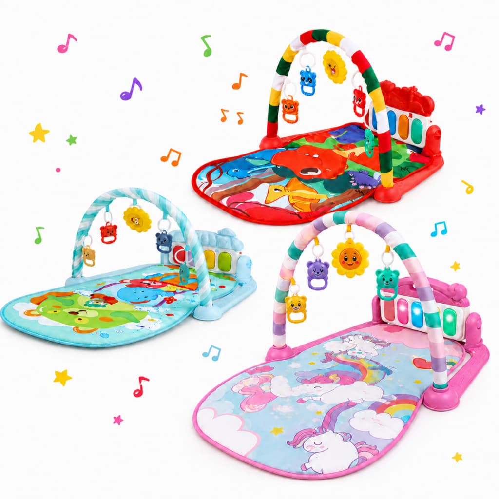 Tapete de Atividades Bebê com Piano Musical Luzes Sons Móbile Ginásio Infantil Interativo