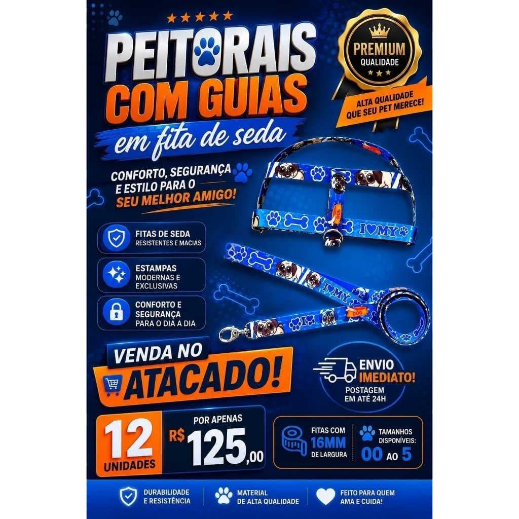 Peitoral de seda resistente com guia para cachorros pequenos ultra luxo, peitoral cachorrinho, coleirinha, kit peitoral