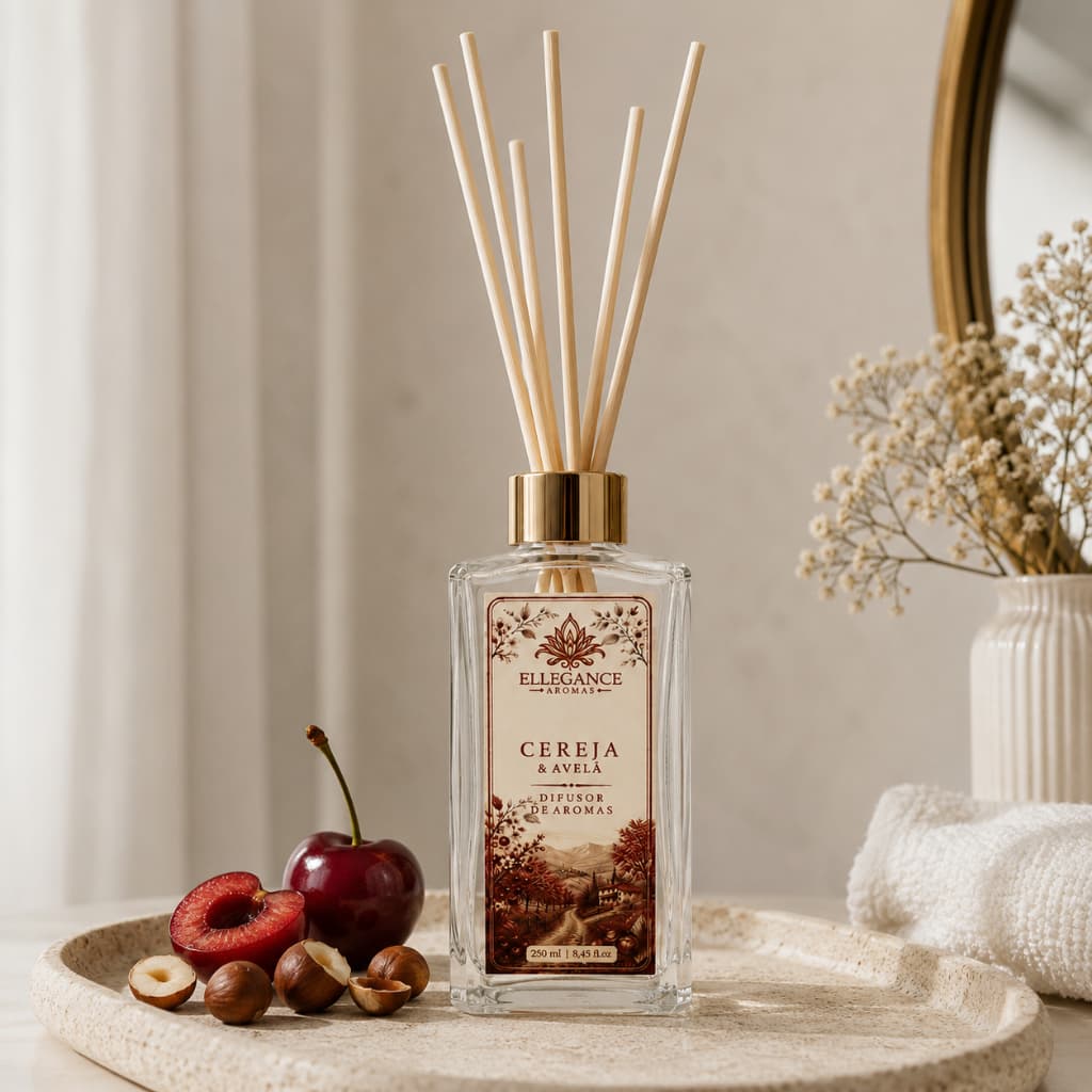 Difusor de Aromas Cereja & Avelã 250ml  Aromatizador de Ambientes | Perfume para Casa  Ellegance Aromas