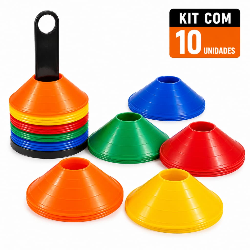 Kit 10 Chapéus Chineses Treino Funcional Agilidade Futebol Futsal Academia Ar Livre