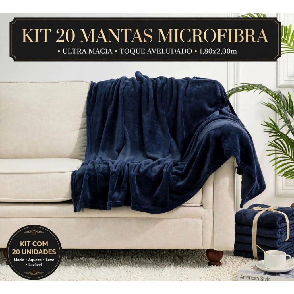 Kit 20 Mantas de Casal Fleece Antialérgicas e Confortáveis para Sua Casa