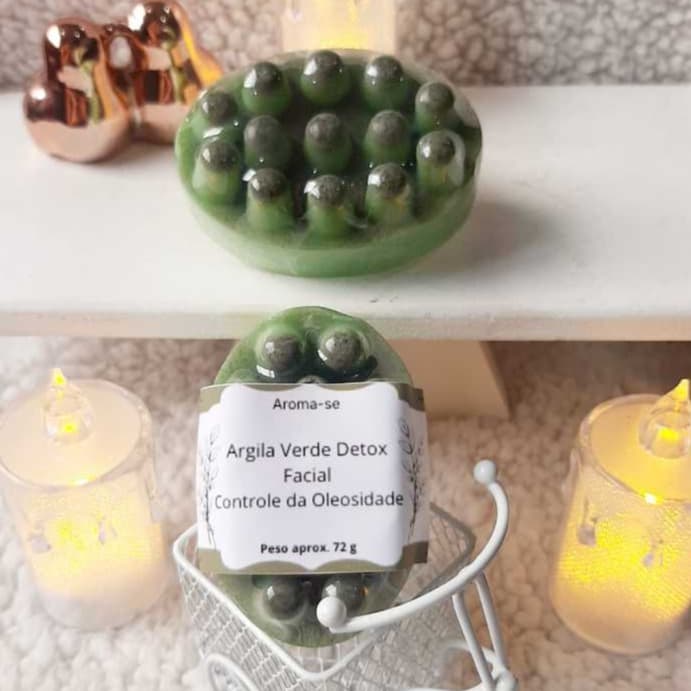 Sabonete Argila Verde Facial Massageador Natural Artesanal Controle Oleosidade Acne 72g