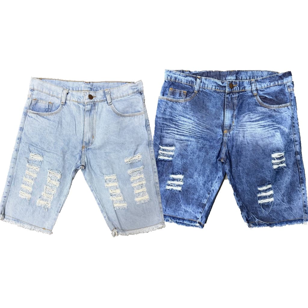 Kit 2 Shorts Jeans Masculino Bermuda Destroyed Rasgada Premium Envio hoje