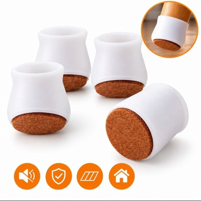 4/8/16/24/32 Protetor de Pé de Cadeira Mesa Redondo Silicone 3,5cm Feltro Anti Deslizante