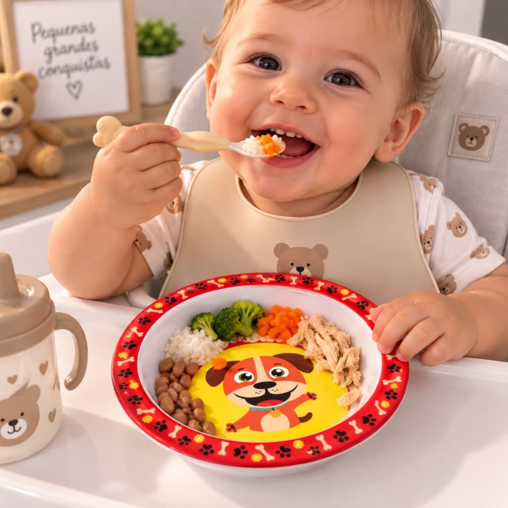 Tigela Bowl Infantil Pratinho Alimentação Bebê 350ml Melamina Cachorro