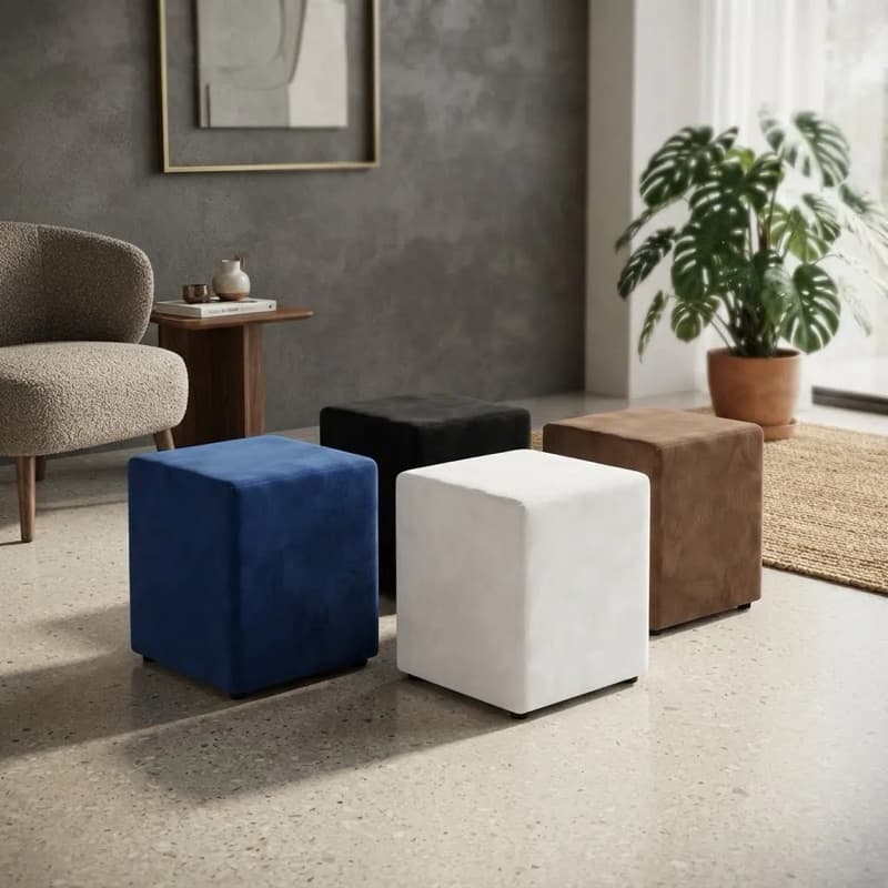 Puff Quadrado Suede Aveludado Sala Ambiente Decorativo 32x40 Escritório Treino Casa Premium Cores Sortidas