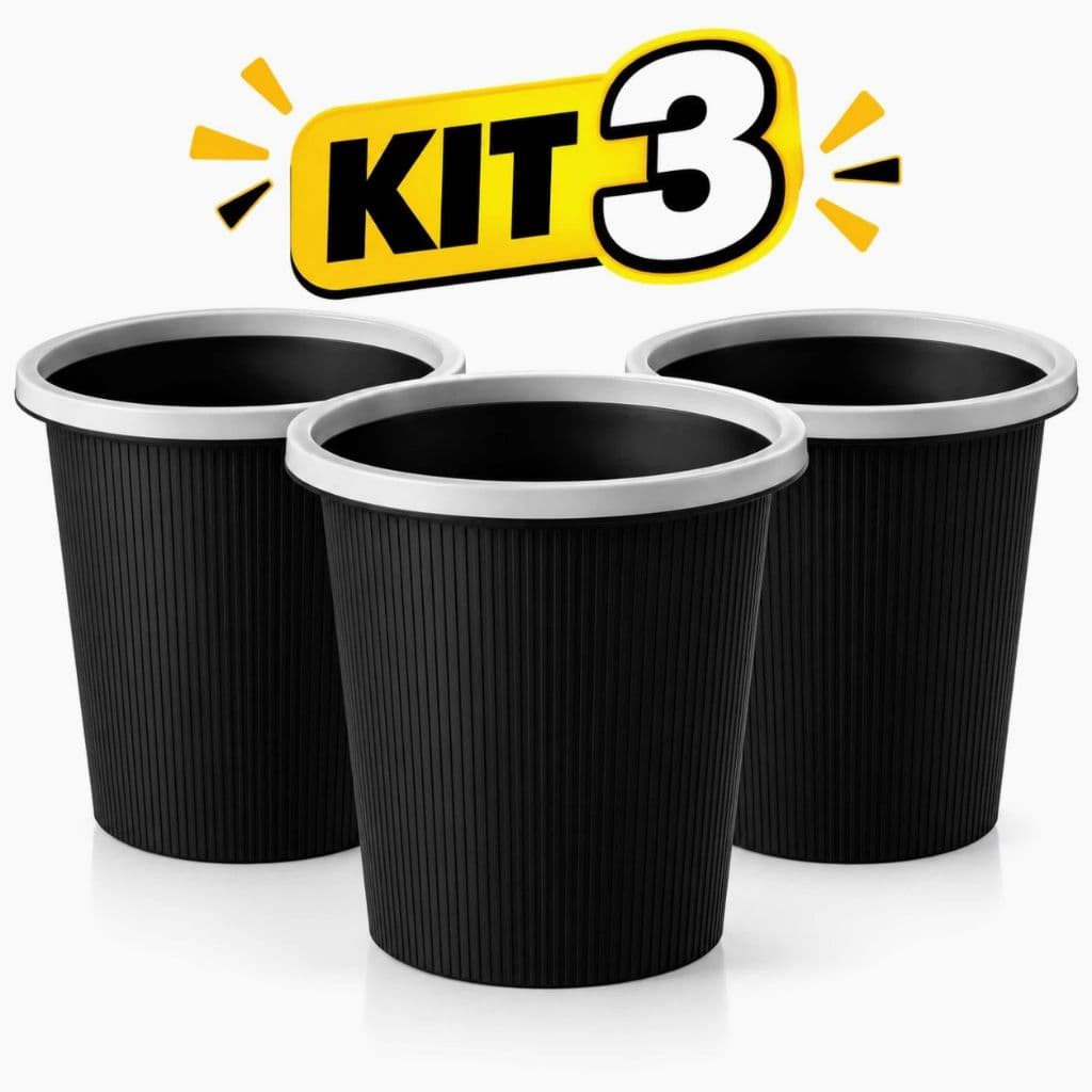 Kit 1/2/3 Lixeira 18L Flexível Cesto de Lixo para Casa Quarto Banheiro Cozinha Resistente Multiuso
