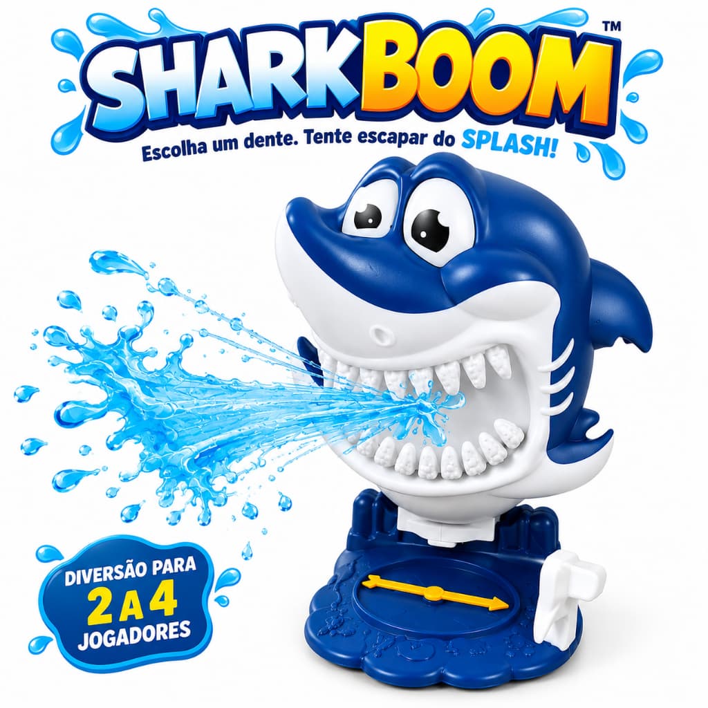 Jogo Divertido Tubarao Splash Agua Brinquedo Interativo Crianca Azul