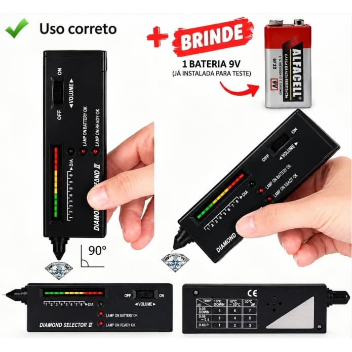 Testador de Diamante Eletrônico Profissional Detector de Pedras Preciosas