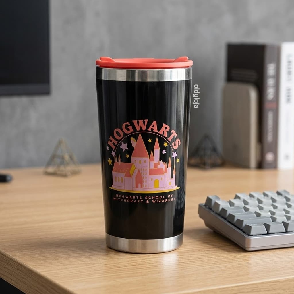 Copo Harry Potter Hogwarts Stickers Viagem Potterhead 350ml Licenciado Presente Criativo