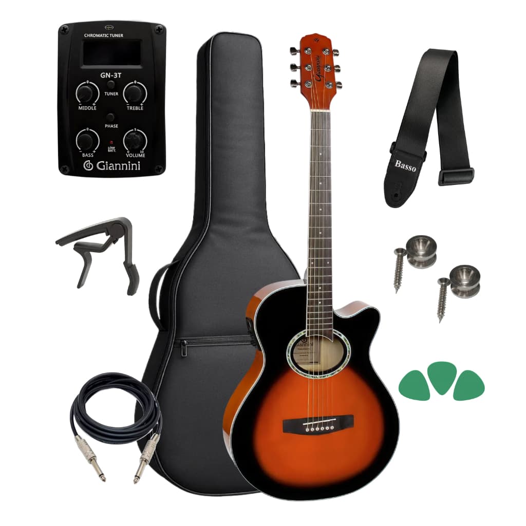 Violão Giannini Elétrico Gsf1d 3ts Gdc1 Kit Bag E Acessórios