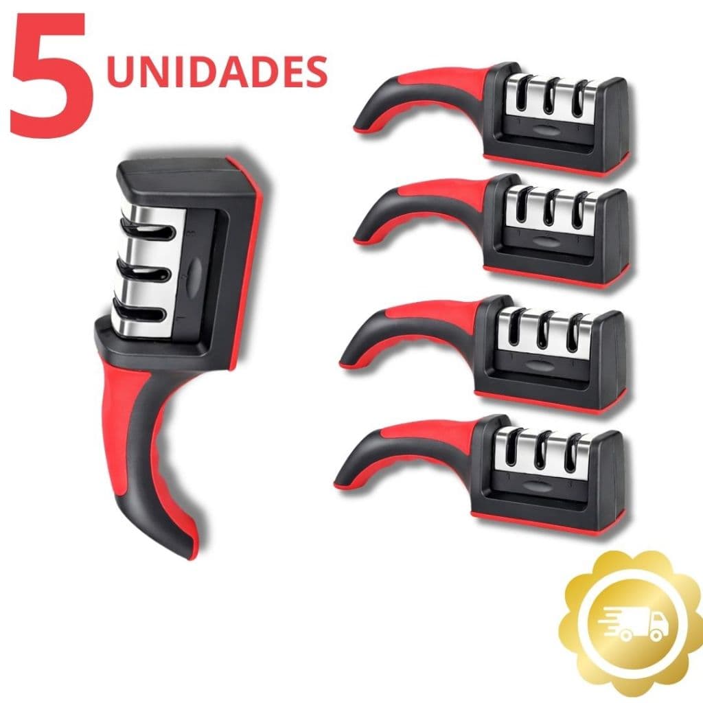 5 Afiadores de Facas Manuais Amolador Compacto Cozinha Base Antiderrapante