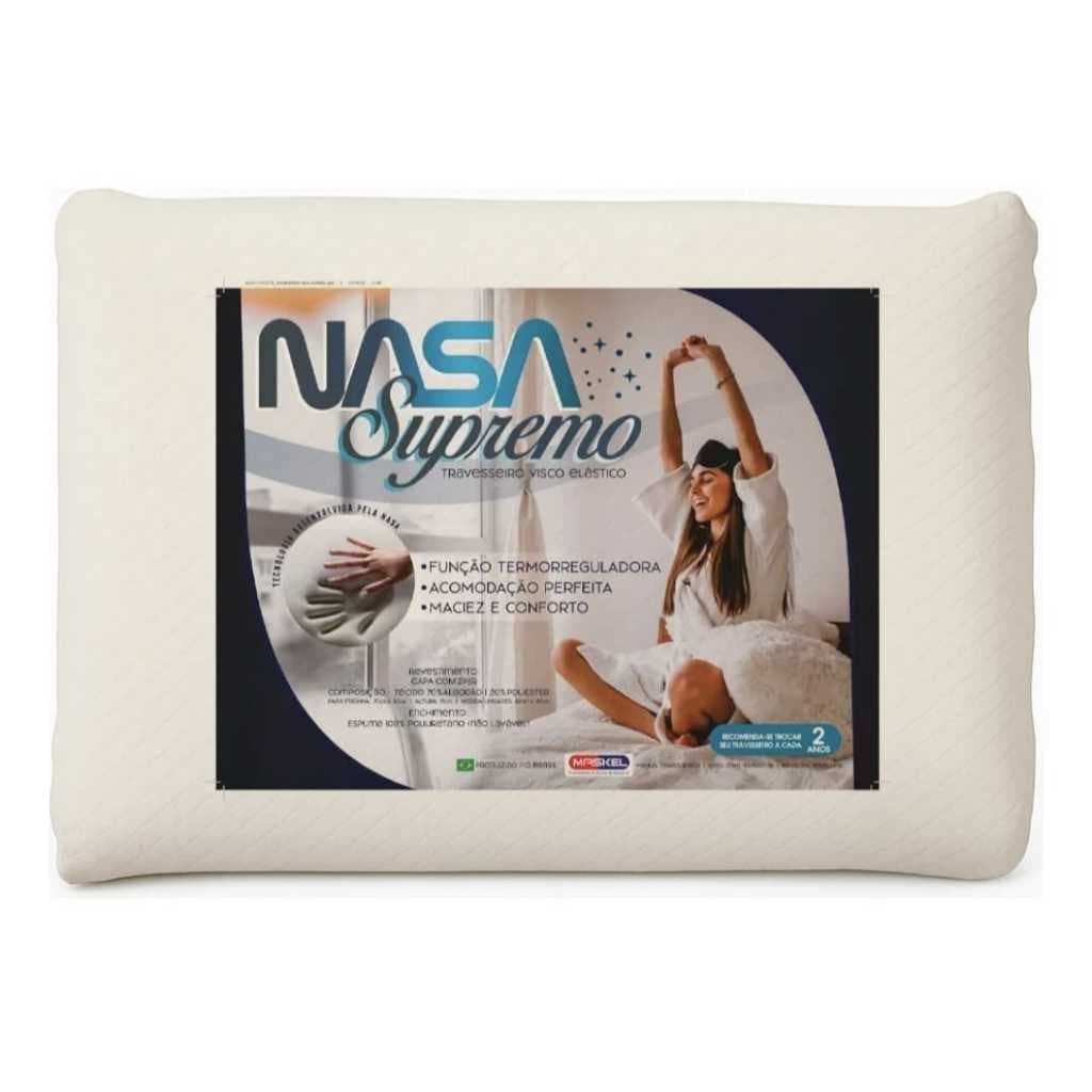 Travesseiro Viscoelástico Nasa Cervical Alto 14cm Supremo Maskel Com Capa Removível