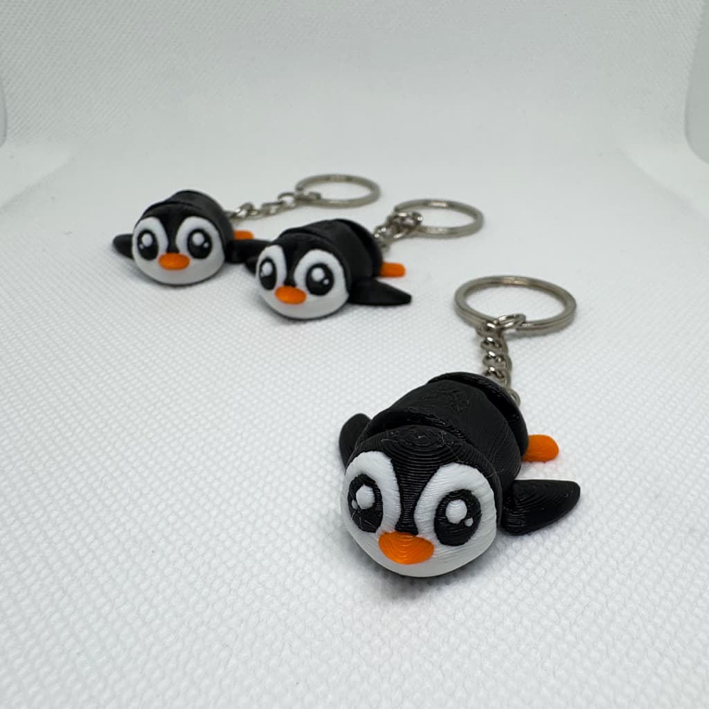 Chaveiro Pinguim Articulado 3D Flexível Mini Animal Decorativo