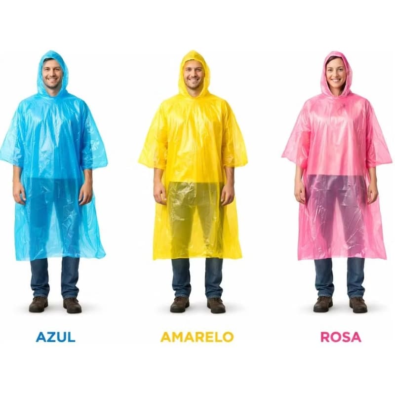 Kit 10 Capas  De Chuvas Tings Descartável Coloridas- Adulto