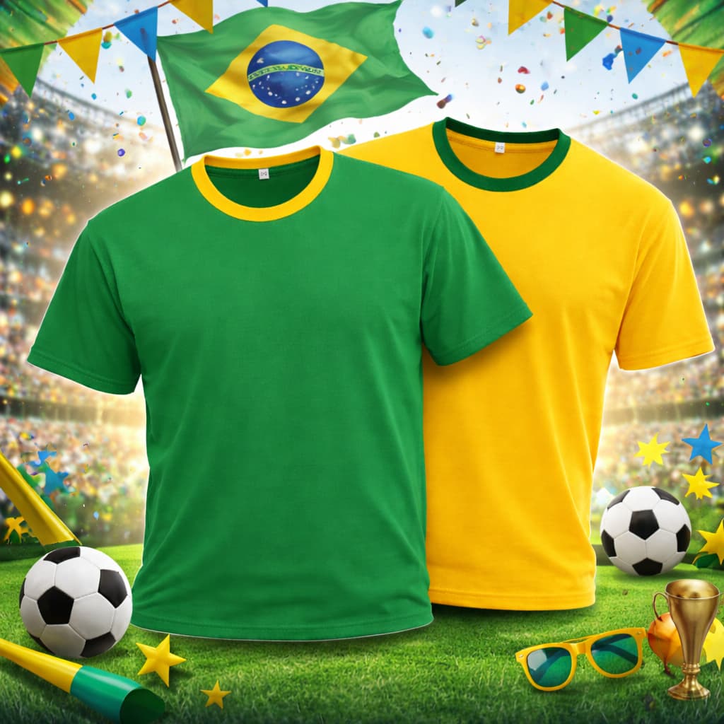 Camiseta Básica Lisa do Brasil Verde e Amarela para estampa personalização ou dia a dia Algodão