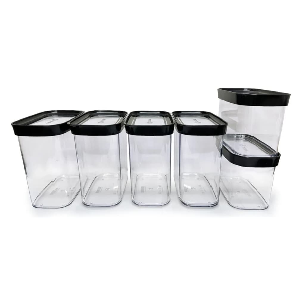 Kit 6 Potes Herméticos Empilháveis para Mantimentos