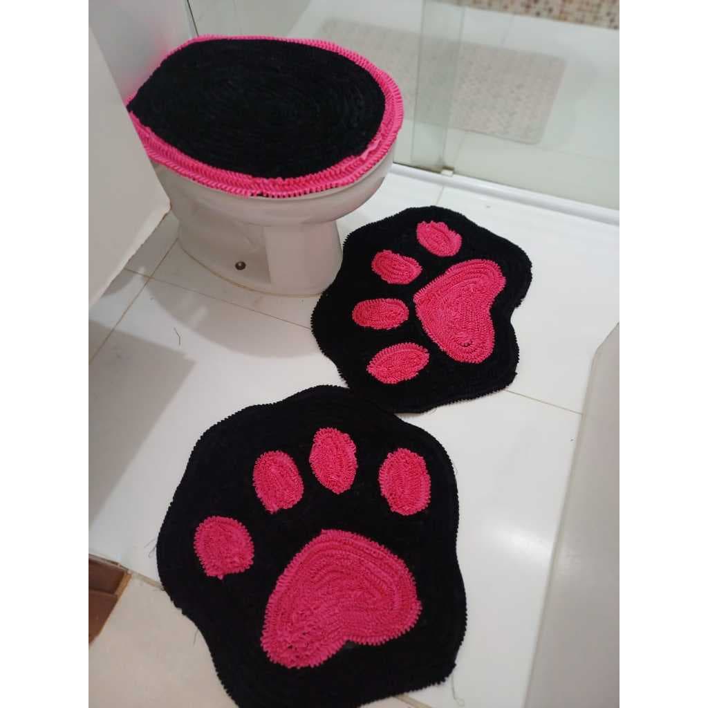 Conjunto de banheiro Patinhas tapetes artesanais frufru