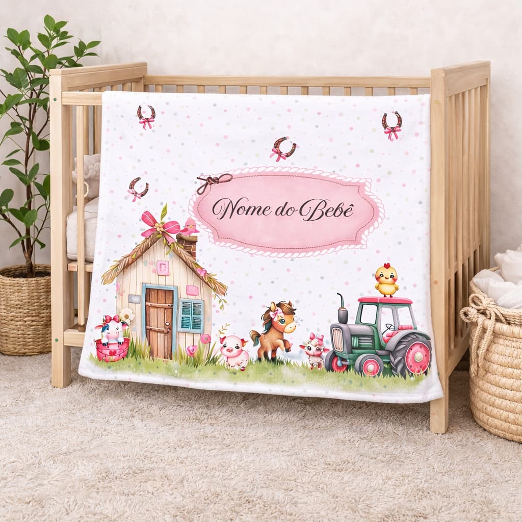 Manta Personalizada para Bebê Coloque o Nome do seu Bebê