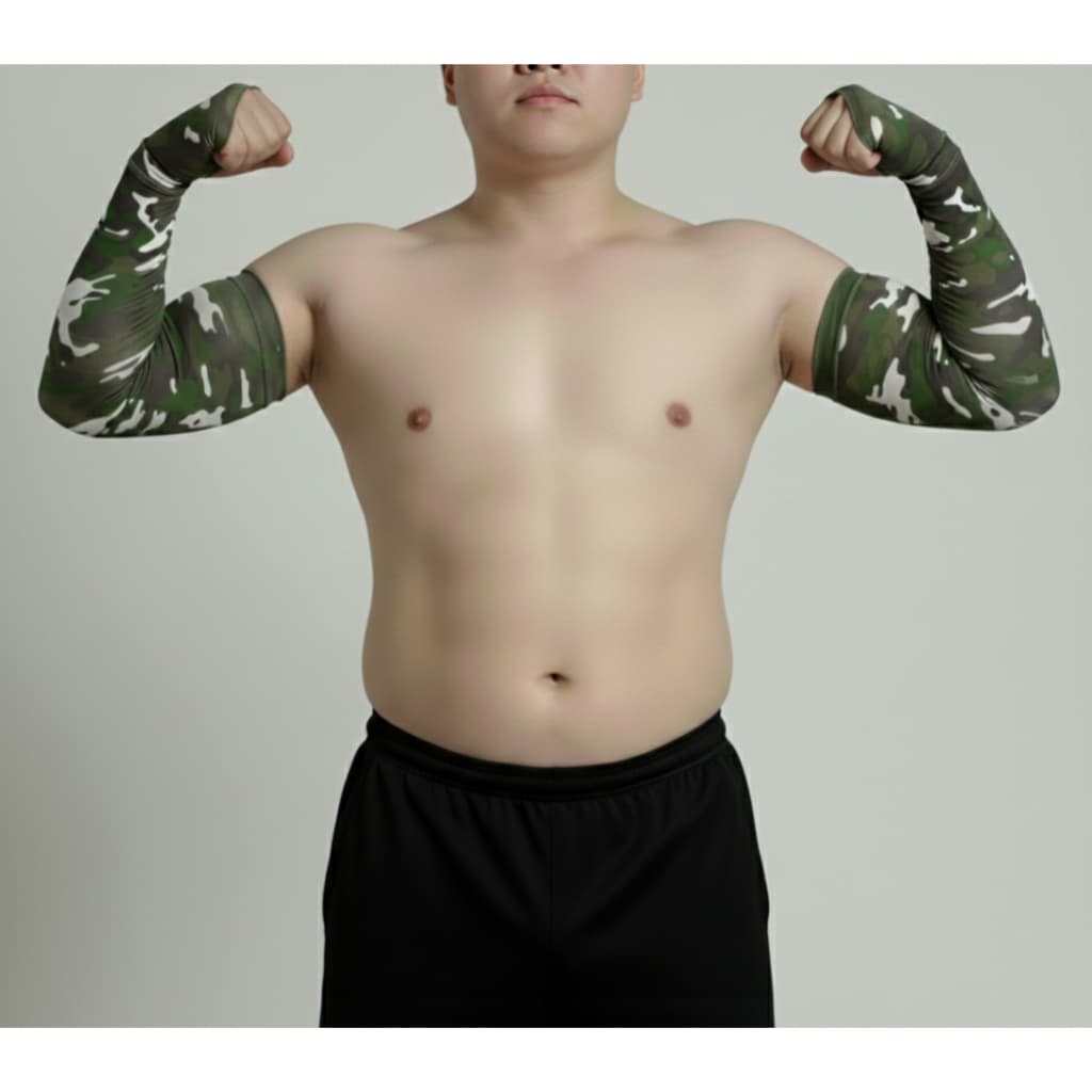 Kit 3 Pares de Manguito Camuflado Plus Size com Dedo – Compressão Confortável e Modelagem Especial G1 ao G4