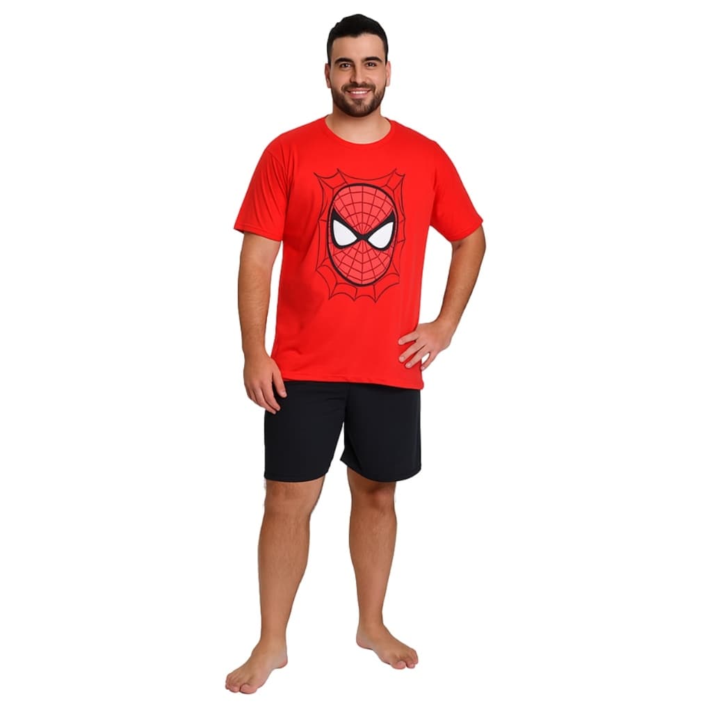 Pijama Plus Size Homem Masculino Estampado Curto Malha Confortável
