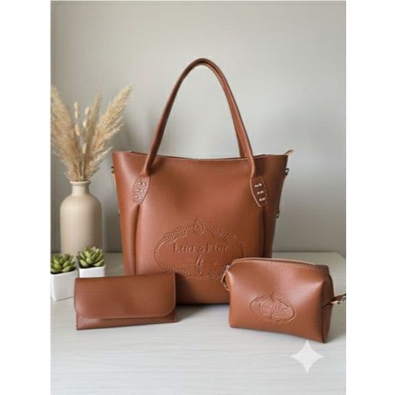 Kit 3 Bolsa Feminina Transversal Tiracolo com Nécessaire e Carteira Sacola Ombro Tendência Promoção