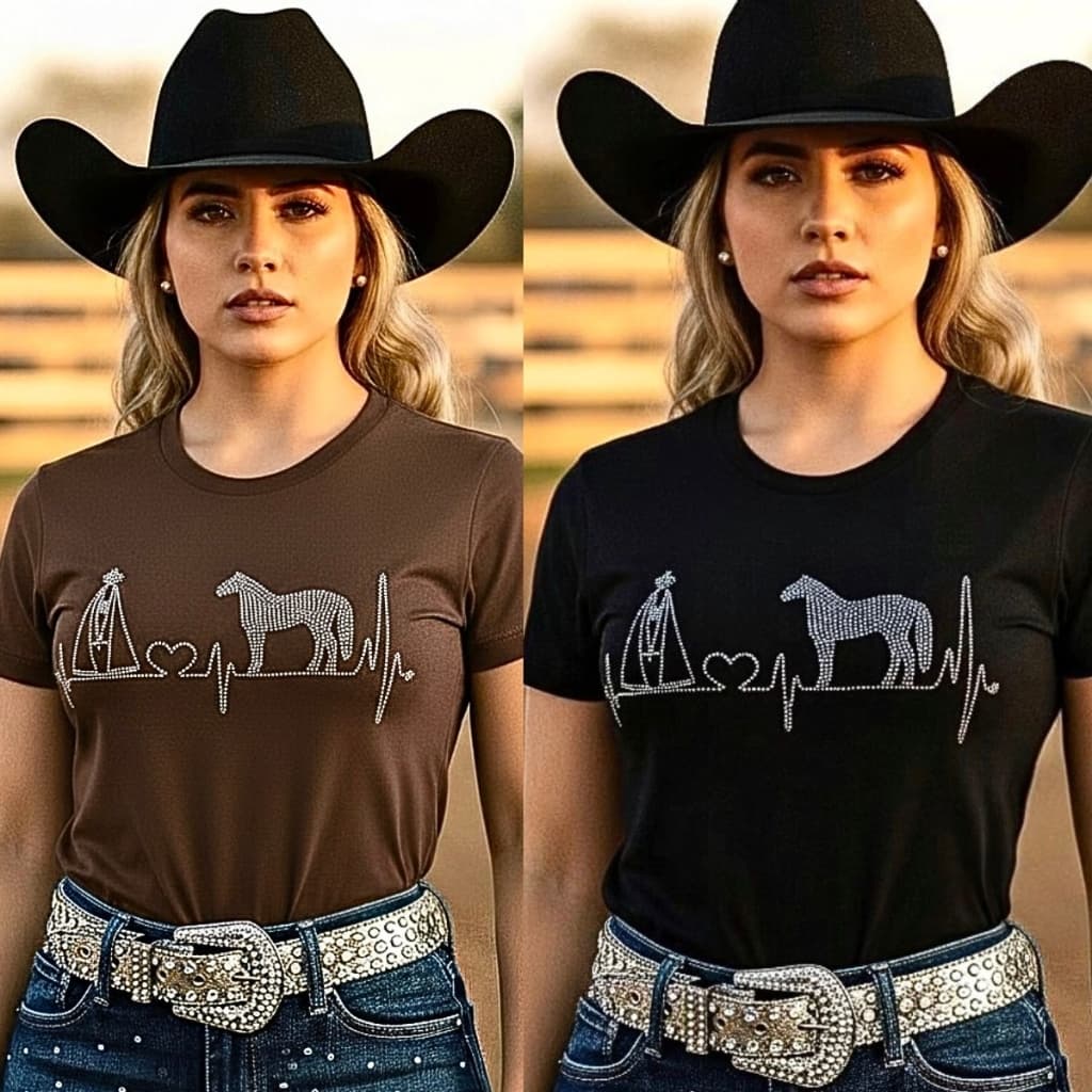 T-shirt Blusa Camiseta Country de Luxo Pedrarias Brilhos Linha Premium Rodeio Vaquejada Festa West