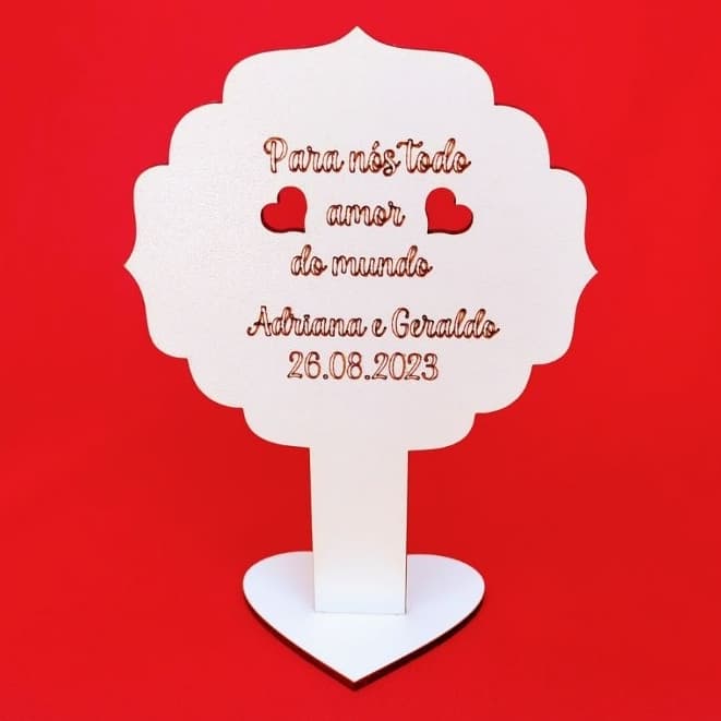 Centro de Mesa Festa Casamento Noivado em MDF Branco Premium 15 cm