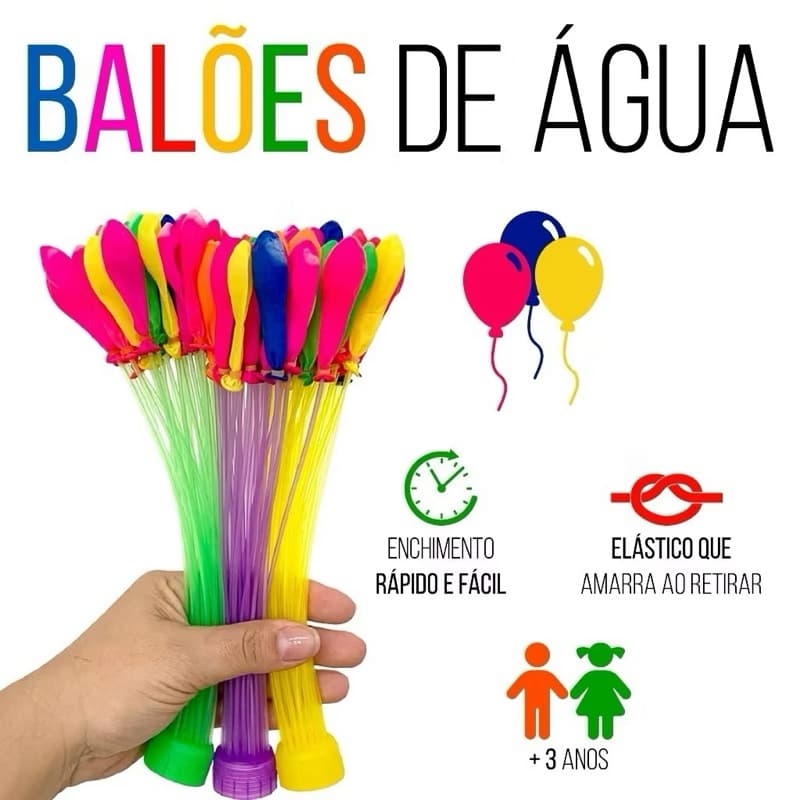 Kit 37 Balões de Água Mágicos - Enche em 60 Segundos Auto Selante (Brincadeira de Verão)