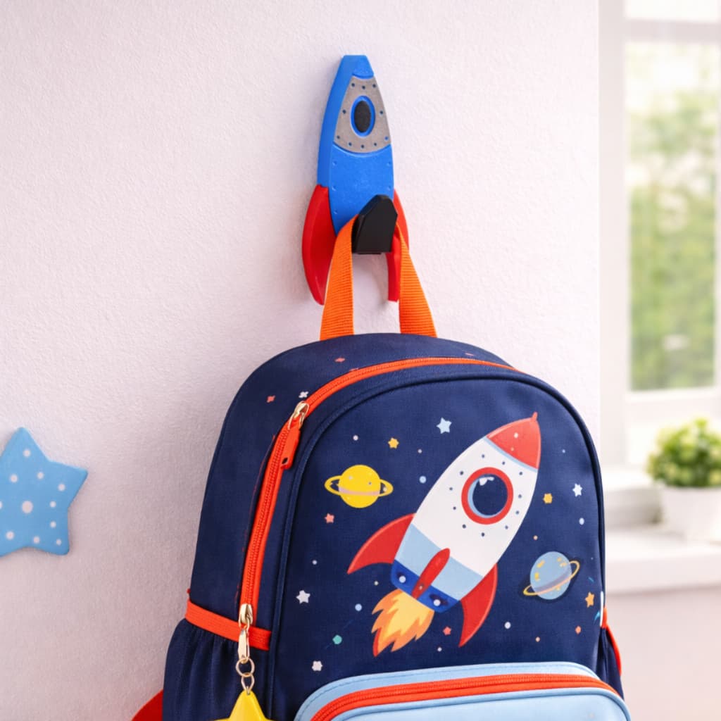 Gancho Foguete Cabideiro de Parede Decoração Infantil Lúdica Quarto de Criança Bolsa Casaco Mochila
