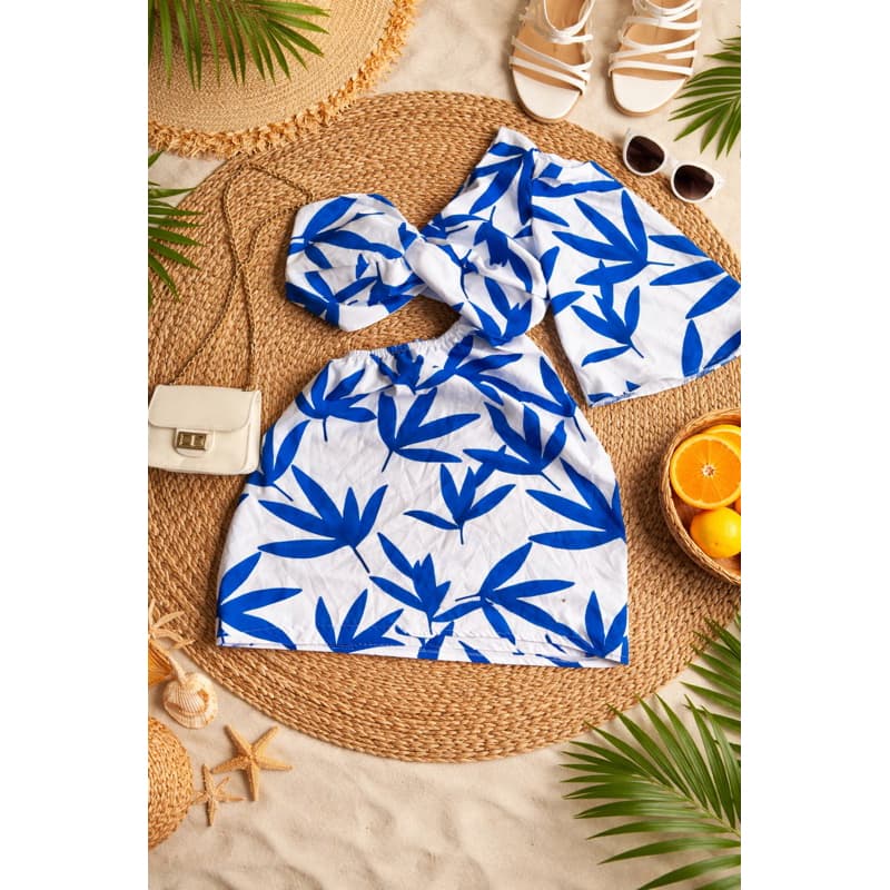 vestido em manga única e estampado curto , estampas exclusivas, vestidos com estampa sublimadas verão
