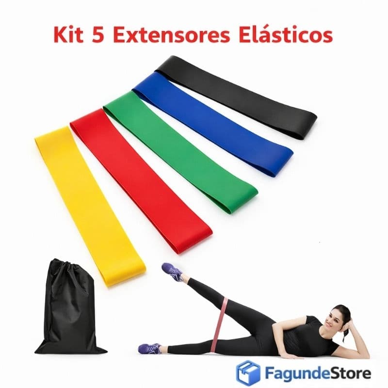 Extensores e Elásticos Para Exercícios Físicos Kit 5 unidades