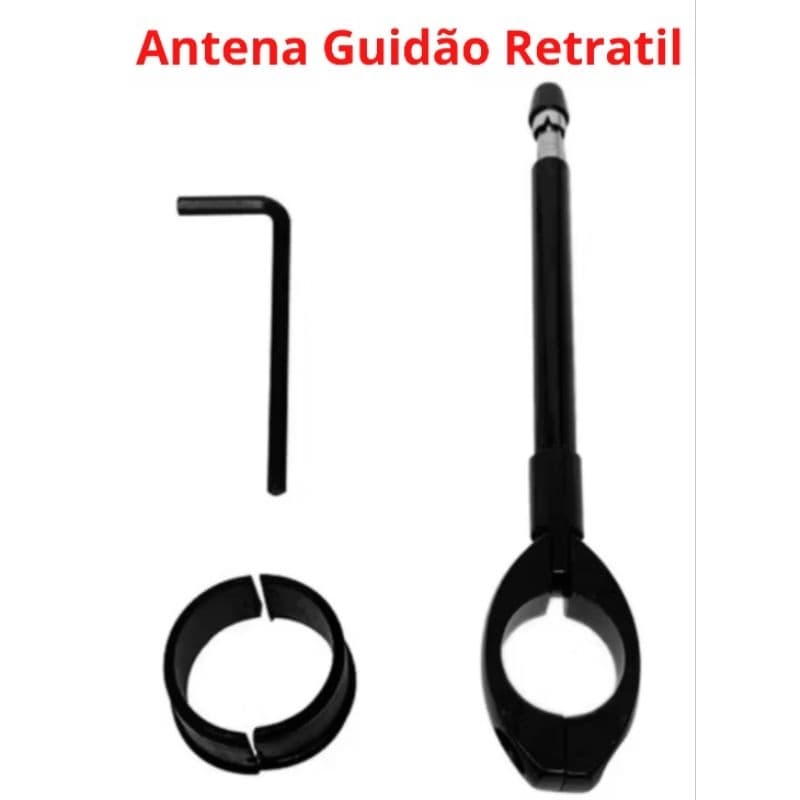 Antena Corta Pipa Retratil Guidão Linha Moto Preta Cromada Qualidade Premium