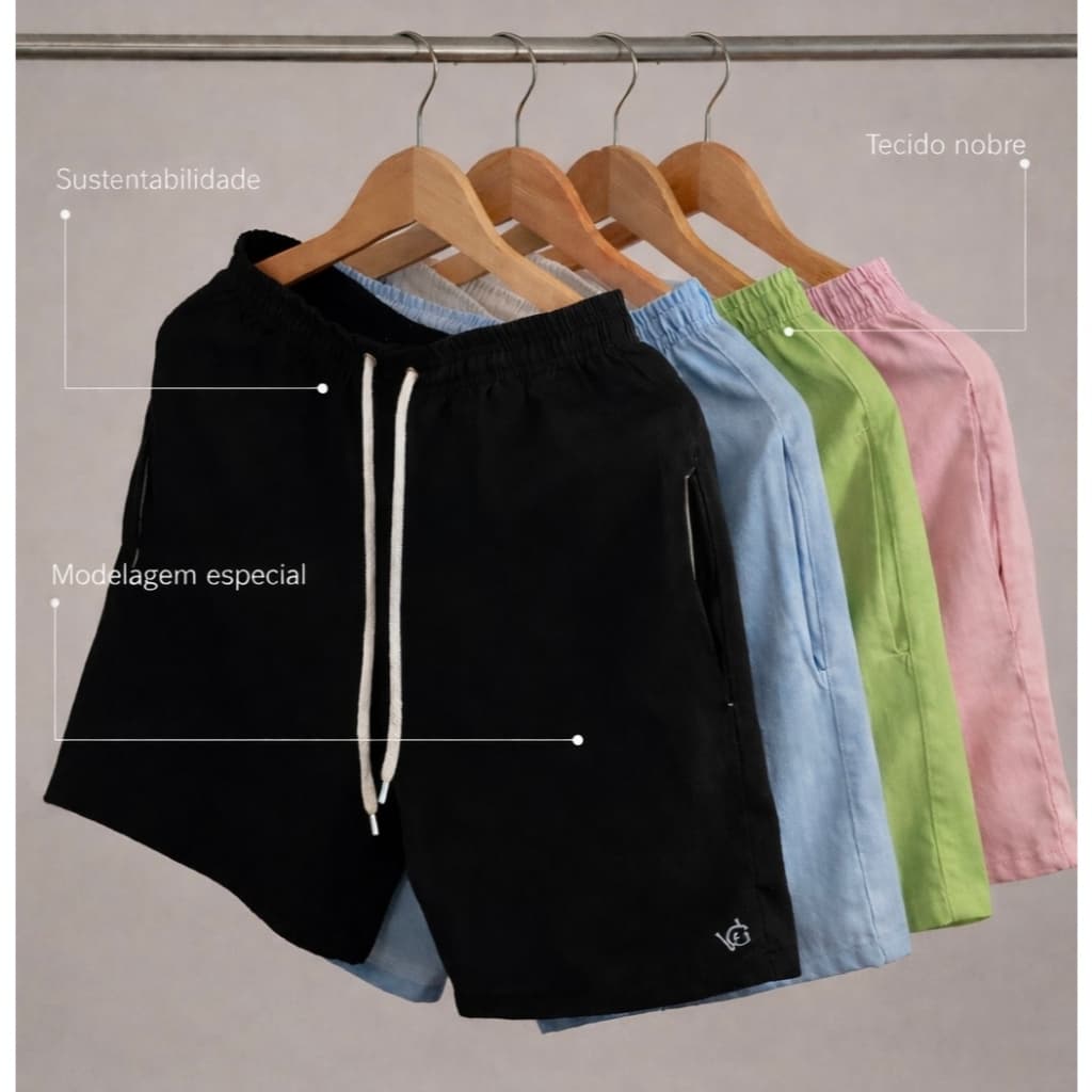 KIT 3 SHORT LINHO MASCULINO BERMUDA MAURICINHO QUALIDADE PREMIUM SARJA COLORIDA CASUAL SLIM