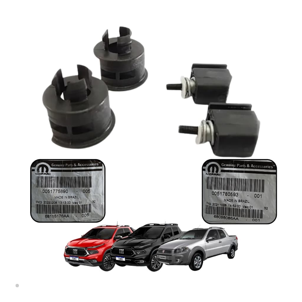 Kit Dobradiça Tampa Traseira Original Fiat Strada 2008-2020 Toro 2016+ com Buchas 51780593 51775890