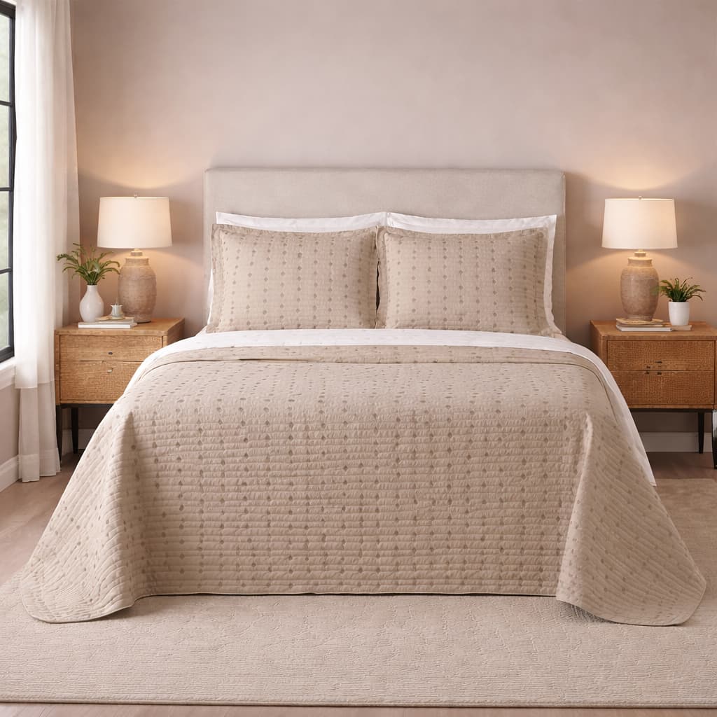 Cobre Leito 3 Peças QUEEN Percal 200 Fios Decor Bordado