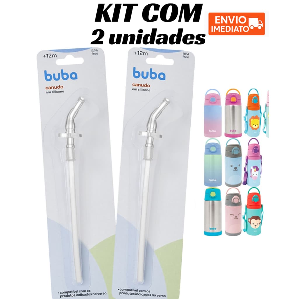 kit 2 canudos Buba Repositor Refil em silicone para Garrafinha Garrafa Reposicao Canudo