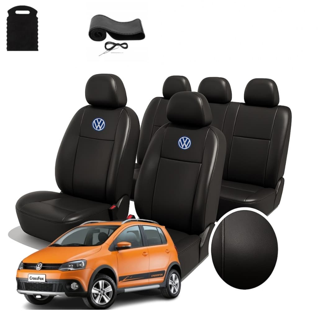 Jogo Capas Banco Volkswagen Automotivo Carro Couro Impermeável Sintético Kit Completo + Capa Volante