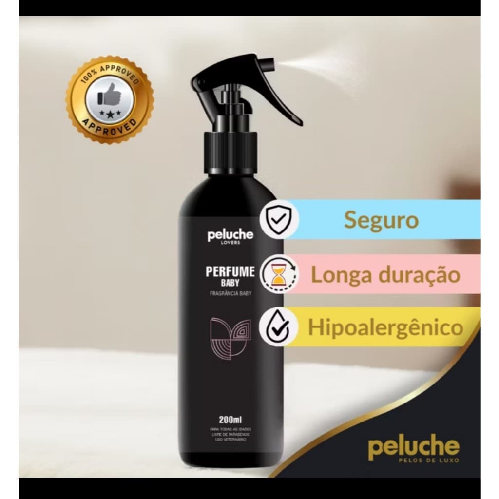 Perfume para Cachorro e Gato Peluche Baby 200ml Colônia para Pet Cães e Gatos Cheirinho de Bebê