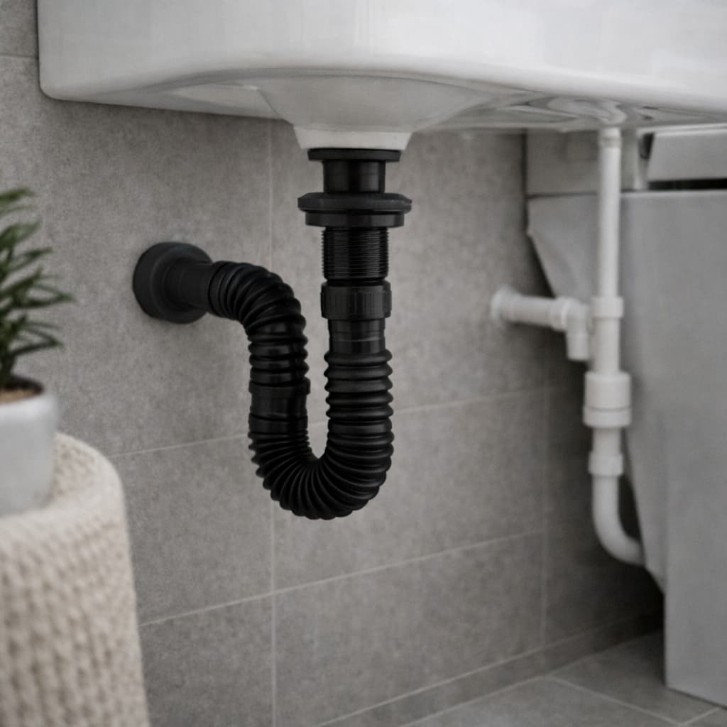 Sifão Lavatório Cuba Extensivo Flexível Black Com Canopla Universal Pia Banheiro Cozinha 70cm Blukit